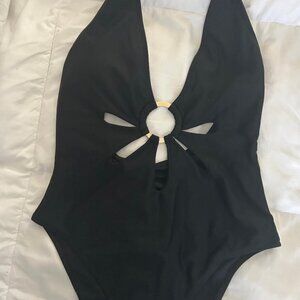 Black one piece bathing suit